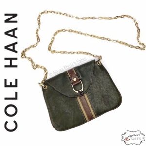 Cole Haan | Gold Chain Green Leather Envelope Crossbody Bag